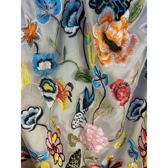 Alexia Admor Large Blouse Floral Embroidered Off The Shoulder Sheer Sleeves - Picture 4 of 7